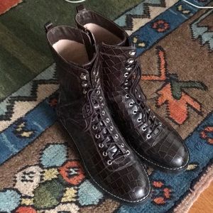 J. Crew croc embossed combat boots